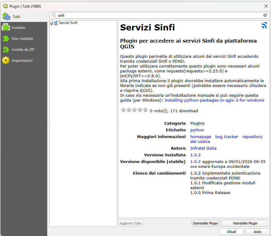 Pubblicato il nuovo plugin Servizi SINFI per QGIS: accesso disponibile tramite credenziali SINFI e PDND